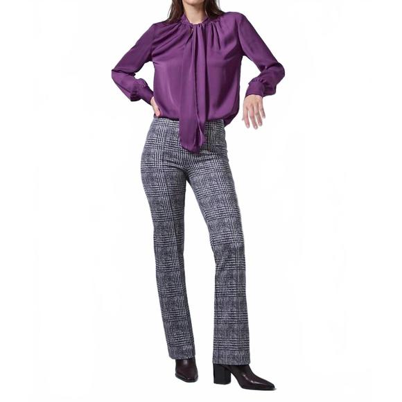 NEW LYSSE women's plaid scuba fabric pull on pants in plush plaid - Picture 1 of 1